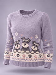 Women's Cute Winter Dogs Print Dog Lovers Casual Sweater