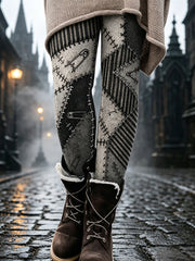 Women's Halloween Patchwork Print Leggings