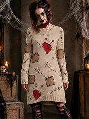 Women's Gothic Voodoo Doll Artistic Knit Dress