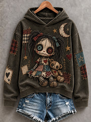 Women's Halloween Art Patchwork Print Casual Hoodie
