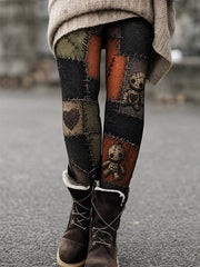 Women's Halloween Patchwork Print Leggings