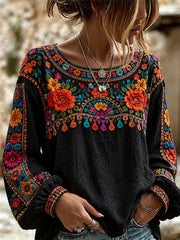 Women's Day of the Dead Mexican Folk Colorful Floral Print Shirt