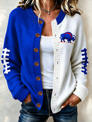 Women's Football Lover Buffalo Print Casual Cardigan