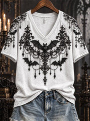 Women's Halloween Gothic Bats Lace Art Print short-sleeved T-shirt