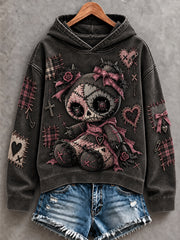 Women's Halloween Creepy Dolls Print Casual Hoodie