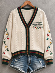 Women's Music Lover Christmas Art Prrinted Cardigan