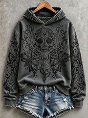 Women's Halloween Floral Skull Hoodies