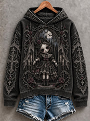 Women's Halloween Creepy Dolls Print Casual Hoodie