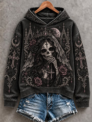 Women's Halloween Scary Skull Print Casual Hoodie