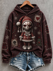 Women's Halloween Creepy Dolls Print Casual Hoodie
