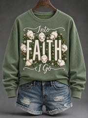 Women's Faith Print Casual Sweatshirt
