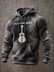 Men's "I Play For Jesus" Print Casual Raglan Hoodie