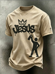 Men's faith-themed pattern-printed casual short sleeves t-shirt