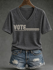 Women's VOTE pattern printed causal short-sleeved T-shirt