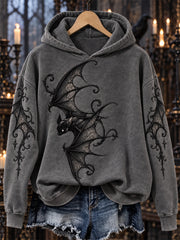 Women's Halloween Gothic Bat Art Print Hoodie