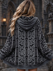 Women's Halloween Skull and Bat Print Jacket