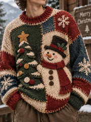 Men's Christmas Snowman Christmas Tree Art Print Sweatshirt