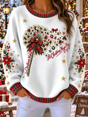 Women's Christmas Printed Waffle Sweatshirt