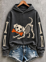 Women's Halloween Skeleton Dog Hoodies