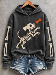 Women's Halloween Skeleton Dog Hoodies