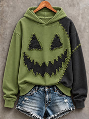 Women's Halloween Patchwork Print Casual Sweatshirt