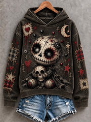 Women's Halloween Art Patchwork Print Casual Hoodie