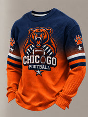 Men's Football Gameday Gift For Football Fans Casual Waffle Long Sleeve T-Shirt