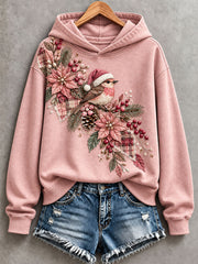 Women's Floral and Bird Patchwork Art Hoodie