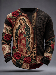 Men's Feast of Our Lady of Guadalupe art Printed Waffle Long Sleeve T-Shirt