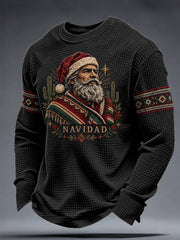 Men's Mexico Merry Christmas Art Printed Waffle Sweatshirt