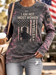 Women's Female Veteran Print Casual Long Sleeve T-Shirt