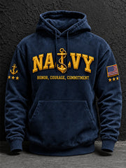 Men's U.S. Veterans Printed Oversized Drop-Shoulder Hoodie With Pockets
