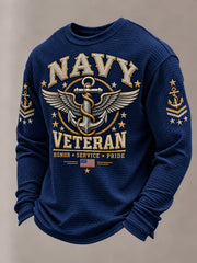 Men's U.S. Veterans Printed Waffle Long Sleeve Top