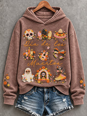Women's Mexico Day of The Dead Floral Art Printed Hoodie