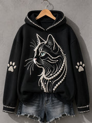 Women's Cat Print Cat Lovers Casual Hoodie