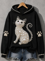 Women's Cat Print Cat Lovers Casual Hoodie