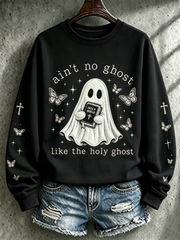 Women's Halloween ghost print Regular Sweatshirt