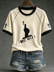 Women's faith theme fun slogan casual short sleeve T-shirt