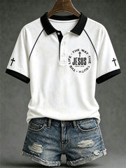 Women's faith theme fun slogan casual polo T-shirt