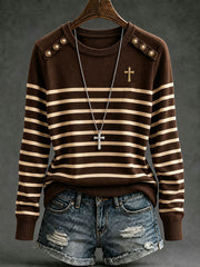 Women's striped cross tops