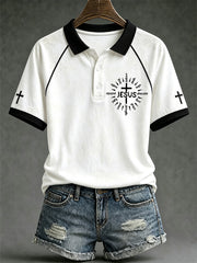Women's faith theme fun slogan casual polo T-shirt