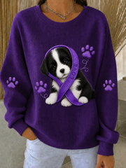 Women's Alzheimer's Awareness Ribbed Round-Neck Sweatshirt