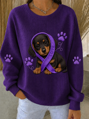 Women's Alzheimer's Awareness Ribbed Round-Neck Sweatshirt