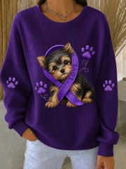 Women's Alzheimer's Awareness Ribbed Round-Neck Sweatshirt