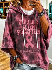Women’s Breast Cancer Awareness Funny Slogan Printed Hoodie