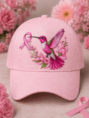 Unisex Breast Cancer Awareness Floral and Bird Desig Print Hat