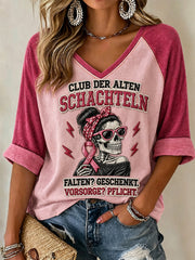 Women's Breast Cancer Awareness Funny Slogan Print Mid-length Sleeves T-Shirt