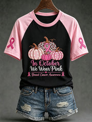Women's breast cancer theme casual short-sleeved T-shirt