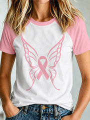 Women's Breast Cancer Awareness Print T-shirt