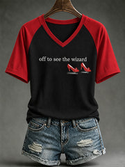 Women's Off To See The Wizard Print V-neck T-shirt